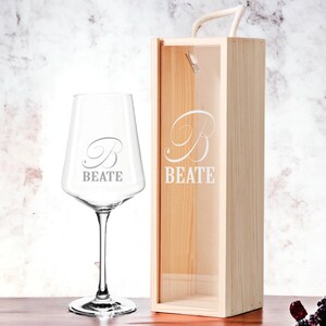 Verre à vin personnalisé avec gravure de nom Idée cadeau anniversaire Noël en option avec coffret en bois Acryl