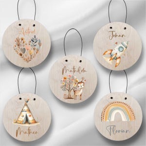 Targhetta Boho | Targa per porta della cameretta dei bambini | Ragazze e ragazzi | Personalizzato | Regalo per bambini | legno | nascita | Battesimo | Decorazione murale