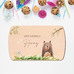 Breakfast board for children, THE BEAR, baby gift, personalized board, birthday gift, wooden board with engraving, breakfast board