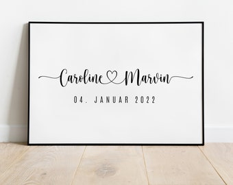 Poster, Print, Art Print: LOVERS Customizable Gift Wedding Valentine's Day Bridal Couple Names