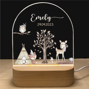 Night light personalized Woodland Friends | Baby gift birth | Night light baby | Rainbow night lamp | Birth gift, baby