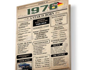 Birthday card 1976 | 50th birthday | Birthday newspaper | Unique card for those born in 1976, gift, anniversary, man and woman