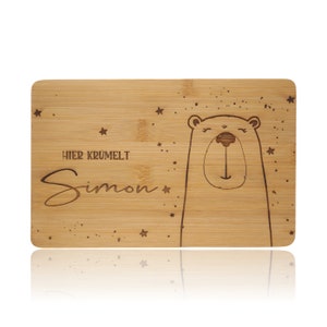 Breakfast board children, motif bear baby gift, personalized board, birthday gift, wooden board with engraving, breakfast board