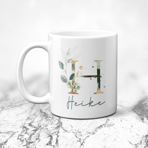 Cup with letter Leaf | Cup personalized | Cup with name | | cup with desired name Cup with saying | Cup with desired letter