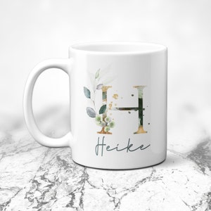 Taza con letra Hoja | Taza personalizada | Taza con nombre | Taza con nombre deseado | Taza con frase | taza con letra deseada