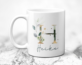 Mug with letter Leaf | Personalized mug | Mug with name | Mug with desired name | Mug with saying | Mug with desired letter