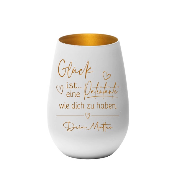 Personalisiertes Windlicht Geschenk für Patentante zum Geburtstag Weihnachten mit Deinem Wunschnamen