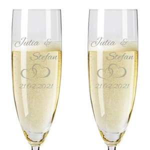 2 Leonardo champagne glasses in gift box with engraving of the name for the wedding motif Lovers couple champagne glass engraved gift idea image 3