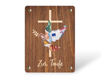 Money gift for baptism | Baptism gifts for boys and girls, wooden card for confirmation, communion | Money gift packaging