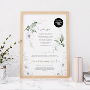CARTA PADRINO Personalizada elegantemente como regalo para bautizo, padrinos, madrina, padrino, poster, ahijado, carta de bautizo