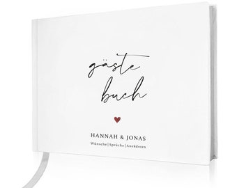 Hardcover Gästebuch zur Hochzeit personalisiert per Druck, als Hochzeitsgeschenk Motiv 01, Standesamtliche Trauung, Hochzeitsfeier