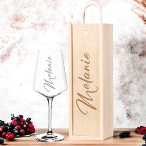 Wine glass personalized with engraving | Gift idea for birthday - Christmas optionally with wooden box