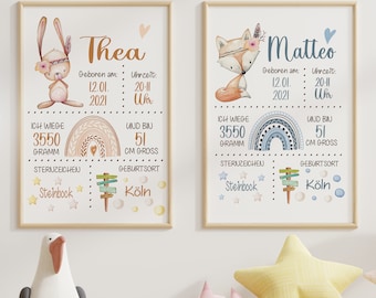BOHO BIRTH CHART | Birth date poster | Birth poster | Birth announcement | Birth picture | Personalized birth gift