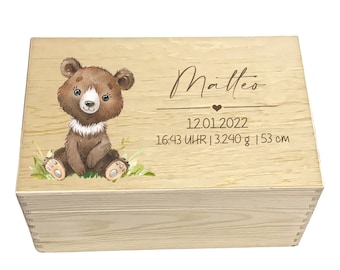Personalisierte Erinnerungsbox Wood Animals Box Aufbewahrungsbox Erinnerungskiste mit Namen Holzkiste für Kinder Geschenkbox Geschenkidee