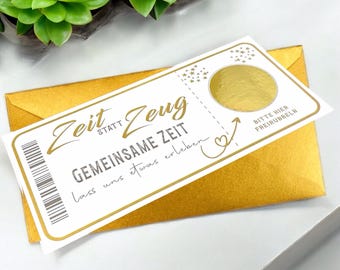 Rubbelkarte Zeit statt Zeug | Gutschein zum Selber Ausfüllen Geburtstagsgeschenk Geburtstag Valentinstag Ostern Geschenkidee