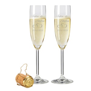 2 Leonardo champagne glasses in gift box with engraving of the name for the wedding motif Lovers couple champagne glass engraved gift idea image 2