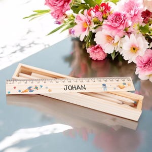 Ruler, schoolchild with pens | Personalized ruler | School enrollment gifts | Wooden ruler | School enrollment gifts | Back to school |