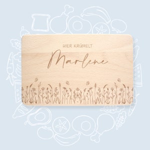 Breakfast board personalized children, flower, baby gift, personalized board, birthday gift, wooden board with engraving