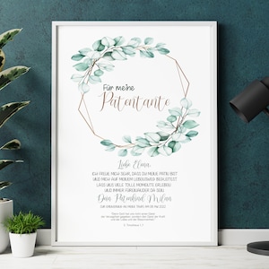 CARTA DE PADRINO Euka Dream personalizada como regalo para bautismo, padrinos, madrina, padrino, cartel, ahijado, carta bautismal