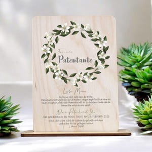 Carta de padrino para bautizo para padrinos hecha en madera - corona - regalo personalizado del bautizado para el padrino, regalo madrina, padrino