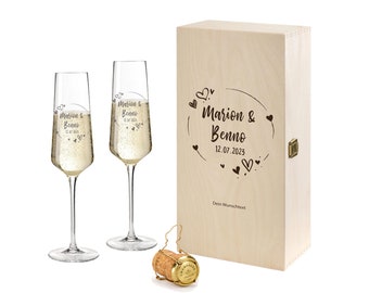 Cadeau de mariage | 2 coupes à champagne Leonardo en cadeau pour les mariés avec gravure du nom pour le mariage comme idée cadeau personnalisée