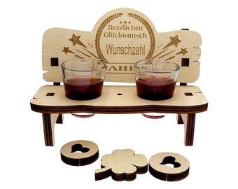 Personalized liquor bench for birthday anniversary with engraving and glasses great birthday gift
