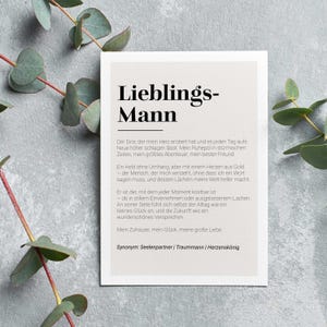 Favorite Man Definition Card, folding card with envelope, gift for boyfriend and partner for Valentine's Day, birthday or anniversary image 5
