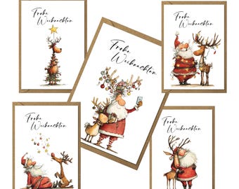 Set di 5 biglietti di auguri di Natale premium con buste - biglietti pieghevoli di alta qualità per Natale - biglietti di auguri di qualità premium