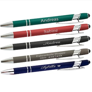 Personalisierter Kugelschreiber mit Gravur | Soft Touch Silber Stift