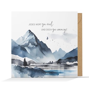 Mourning card with envelope | Condolence card folding card square with envelope, condolence card motif mountains