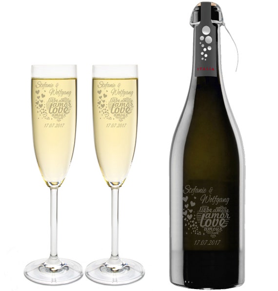 2 Leonardo Sektglaser Mit 1 Flasche Prosecco Und Gravur Etsy