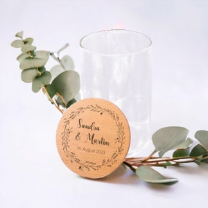 Engraved Glass Storage Jar with Wooden Lid | Personalized Wedding Gift for Couples
