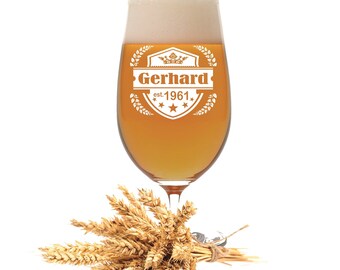 Leonardo Bierglas mit Gravur personalisiert, Biertulpe mit Gravur Motiv 07 Emblem zum Vatertag oder Geburtstag als Geschenkidee