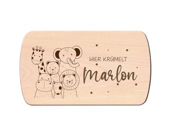 Wooden board animal lovers | Breakfast board personalized | Board personalized | Baby gift birth | Board, wooden board