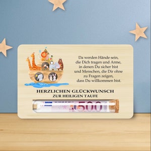 Geldgeschenk zur Taufe | Geschenkkarte aus Holz - Arche | Taufgeschenk Patenkind | Taufe Junge Mädchen | Geschenkverpackung Geld Gutschein