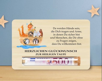 Money gift for baptism | Gift card made of wood - Ark | Baptism gift for godchild | Baptism boy girl | Gift wrapping money voucher