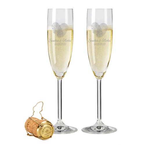 2 Leonardo Champagne Glasses in Gift Box With Engraving of the Etsy