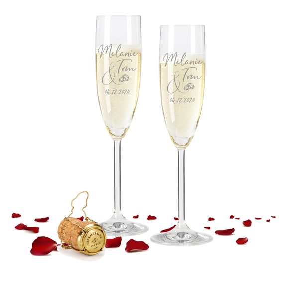 2 copas de champán Leonardo grabadas para la boda con motivo Love nombres  grabados y fecha de los novios, regalo de boda personalizado -  México