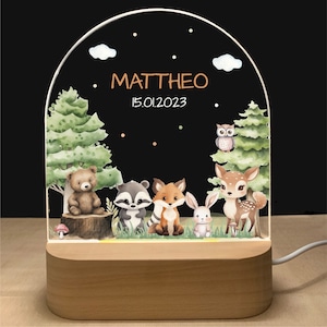 Night light personalized FOREST | Baby gift birth | Night light baby | Rainbow night lamp | Birth gift, baby