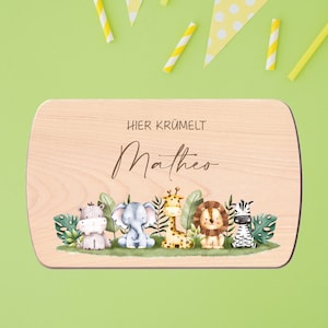 Gift birth SAFARI FRIENDS | Breakfast board personalized | Personalized board | Baby gift birth | Board, wooden board