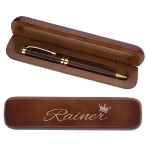 Wooden ballpoint pen dark with engraving &quot;Crown&quot; personalized name engraving pen engraved