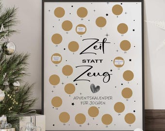 Scratch-off Advent calendar • Customizable • DIY scratch-off calendar with 24 fields • Gift for friends, partner & family