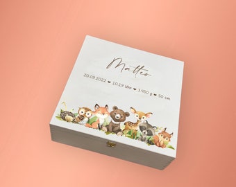 Personalisierte Erinnerungsbox Geschenkschachtel Aufbewahrungsbox mit Namen Holzkiste für Kinder als Geschenkbox Geschenkidee