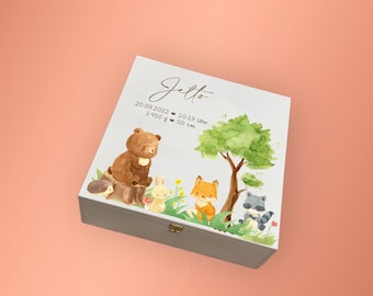 Personalized memory box gift box storage box with name wooden box for children as a gift box gift idea