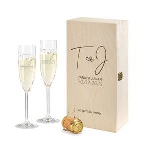 Regalo de boda | 2 copas de champán Leonardo como regalo para los novios con grabado del nombre de la boda como idea de regalo personalizada