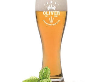 Leonardo Weizenglas mit Gravur "Krone" Weizen Bierglas Vatertag Geschenkidee personalisierbar