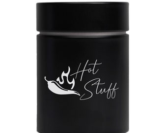 Teedose schwarz mit Gravur Hot Stuff Motiv 05 Kaffeedose Gewürzdose zur Aufbewahrung Vorrats-Dose mit Deckel 11x7,5cm