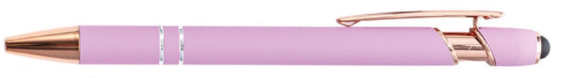 Personalisierter Kugelschreiber mit Gravur in geschwungener Schrift Soft Touch Roségold Stift Rosa