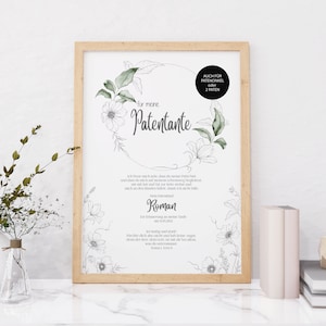 CARTA DE PADRINHO Elegante PADRINHO personalizado como presente para batizado, padrinhos, madrinha, padrinho, cartaz, afilhado, carta batismal