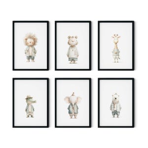 Pósteres para habitación infantil | Set de 6 pósteres | Animales adorables como decoración de pared para niños y niñas | Cuadros de animales en formato DIN A4/A3